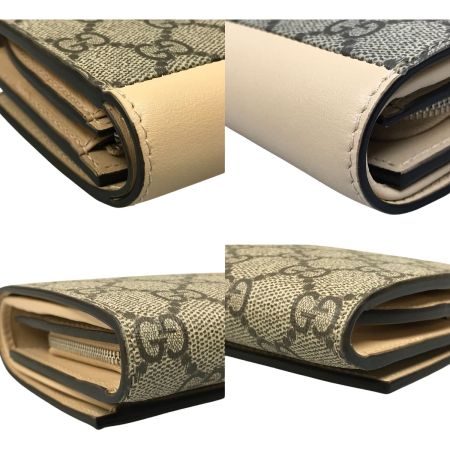  GUCCI グッチ ダブルG ミディアム ウォレット GGスプリーム キャンバス 2つ折り財布 790062 AADQE 5741 ベージュ＆エボニー 