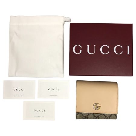  GUCCI グッチ ダブルG ミディアム ウォレット GGスプリーム キャンバス 2つ折り財布 790062 AADQE 5741 ベージュ＆エボニー 