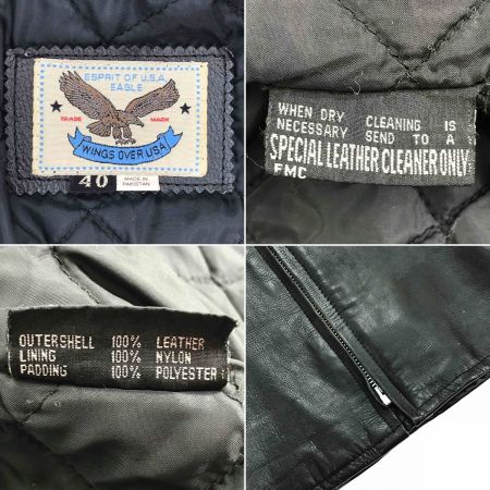  WINGS OVER U.S.A シングルライダースジャケット ブラック サイズ40