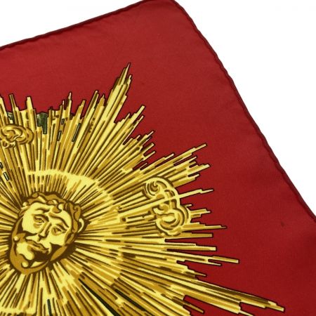  HERMES エルメス カレ90 プリーツスカーフサンスーシ宮殿 大判シルクスカーフ レッド