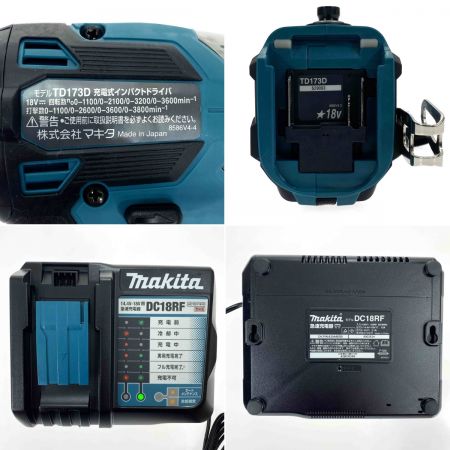 MAKITA マキタ 18V 充電式インパクトドライバ TD173DRGX ブルー 充電器・充電池2個・ケース付