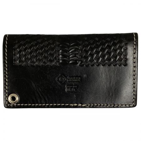  AKER 長財布 レザー 使用感有 ブラック