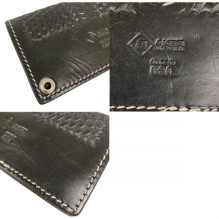  AKER 長財布 レザー 使用感有 ブラック