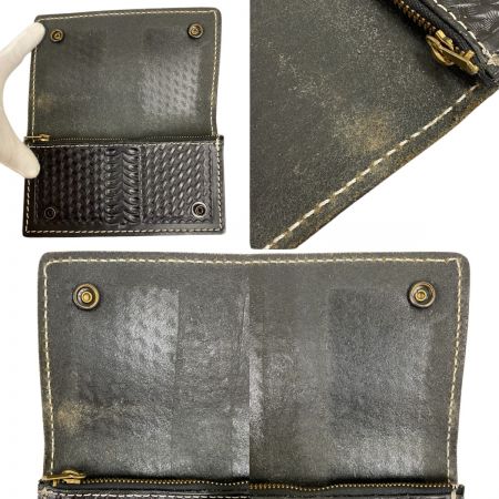  AKER 長財布 レザー 使用感有 ブラック