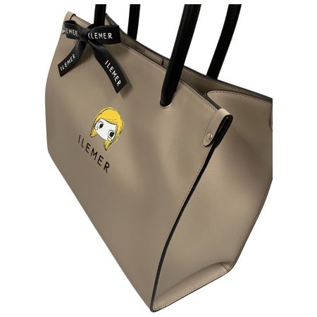  VIVI ヴィヴィ スクエアトートバッグ イーマリーちゃん グレージュ