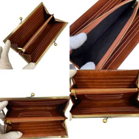   がま口 長財布 ブラウン