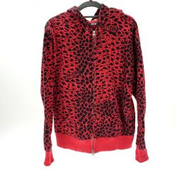 ## CREAM SODA クリームソーダ パーカー ピンクドラゴン ヒョウ柄 レッド サイズM Cランク