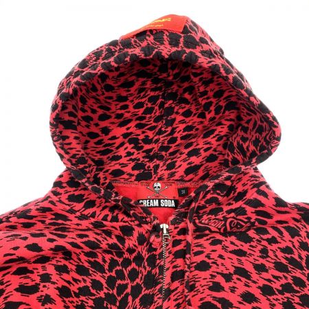  CREAM SODA クリームソーダ パーカー ピンクドラゴン ヒョウ柄 レッド サイズM