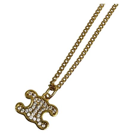  CELINE セリーヌ トリオンフ ラインストーン ネックレス 約42cm FTT2234