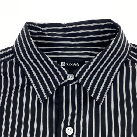  Subciety サブサエティ 長袖シャツ ストライプ 105-20439 ブラック サイズM