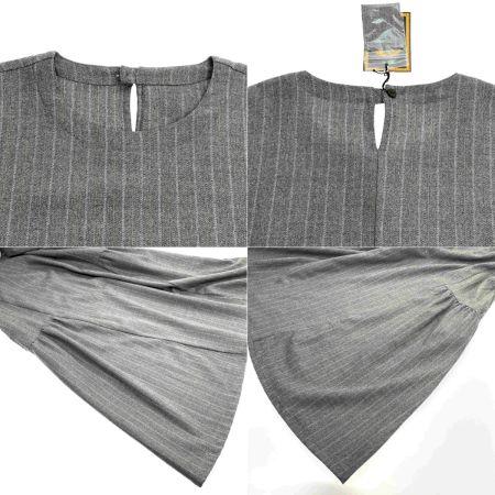  Particular パルティクラール ワンピース PO-2246 グレー ストライプ フリーサイズ