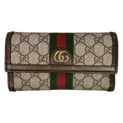 ## GUCCI グッチ オフィディア GG コンチネンタルウォレット シェリーライン GGスプリーム 長財布 523153 ベージュ×ブラウン Cランク