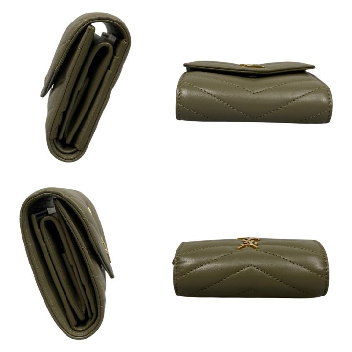 ##SAINT LAURENT サンローラン モノグラム YSL カサンドラ マルチ ウォレット 3つ折り財布 GNC692061 オリーブ SAINT LAURENT サンローラン モノグラム YSL カサンドラ マルチ