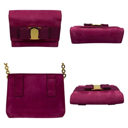  Salvatore Ferragamo サルヴァトーレフェラガモ スウェード チェーンショルダーバッグ ヴァラリボン AQ213202 パープル