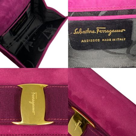  Salvatore Ferragamo サルヴァトーレフェラガモ スウェード チェーンショルダーバッグ ヴァラリボン AQ213202 パープル