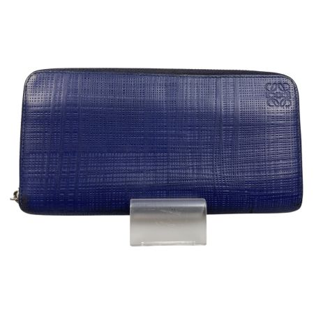  LOEWE ロエベ リネンアナグラムジップラウンドウォレット 長財布 261710 ネイビー