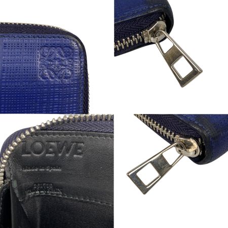 LOEWE ロエベ リネンアナグラムジップラウンドウォレット 長財布 261710 ネイビー