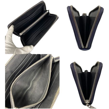  LOEWE ロエベ リネンアナグラムジップラウンドウォレット 長財布 261710 ネイビー