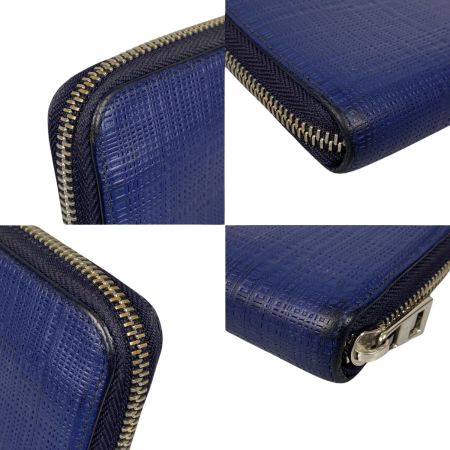  LOEWE ロエベ リネンアナグラムジップラウンドウォレット 長財布 261710 ネイビー