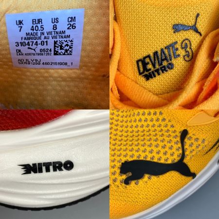 PUMA プーマ ディヴィエイト ニトロ 3 ランニングシューズ 26cm 310474 01 Sun Stream-Sunset Glow