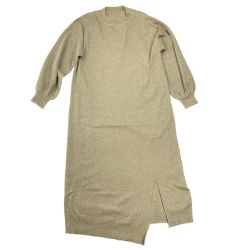 ## le coeur blanc ルクールブラン ベルト付プレーティングニットワンピ 38サイズ ベージュ 紙タグ付き Aランク