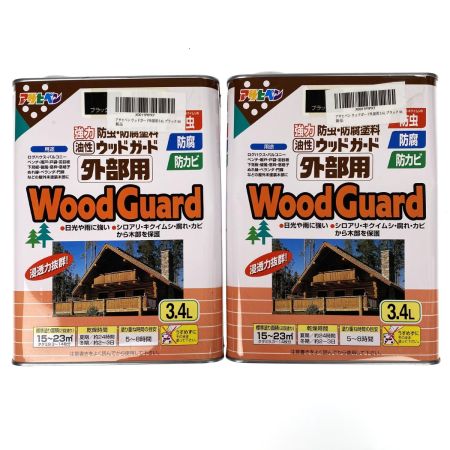 アサヒペン 油性ウッドガード 外部用 3.4L ブラック 2缶セット 未使用品