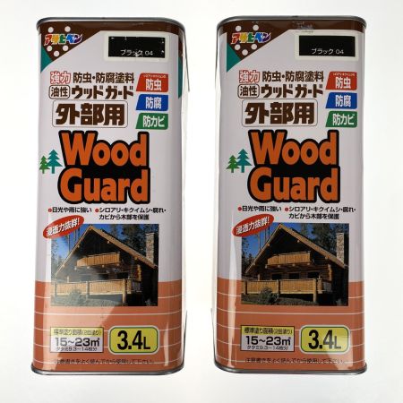  アサヒペン 油性ウッドガード 外部用 3.4L ブラック 2缶セット 未使用品