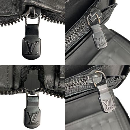  LOUIS VUITTON ルイヴィトン モノグラムシャドウ ジッピーウォレット ヴェルティカル RFID確認済 型崩れ有 イニシャル入り 長財布 M62902 ブラック