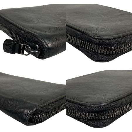  LOUIS VUITTON ルイヴィトン モノグラムシャドウ ジッピーウォレット ヴェルティカル RFID確認済 型崩れ有 イニシャル入り 長財布 M62902 ブラック