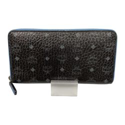 ## MCM エムシーエム ラウンドファスナー長財布　ロゴ MYL6AVC80 BK001 ブラック×ブルー Cランク