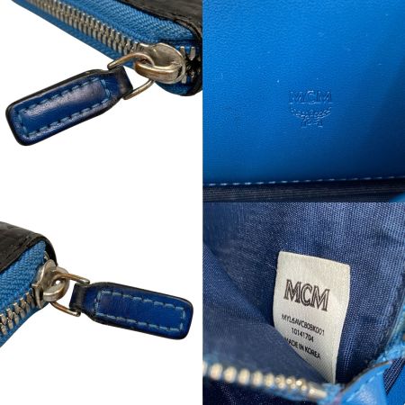  MCM エムシーエム ラウンドファスナー長財布　ロゴ MYL6AVC80 BK001 ブラック×ブルー