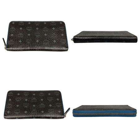  MCM エムシーエム ラウンドファスナー長財布　ロゴ MYL6AVC80 BK001 ブラック×ブルー