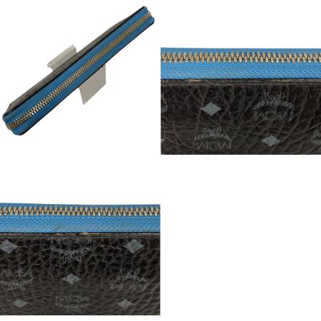  MCM エムシーエム ラウンドファスナー長財布　ロゴ MYL6AVC80 BK001 ブラック×ブルー