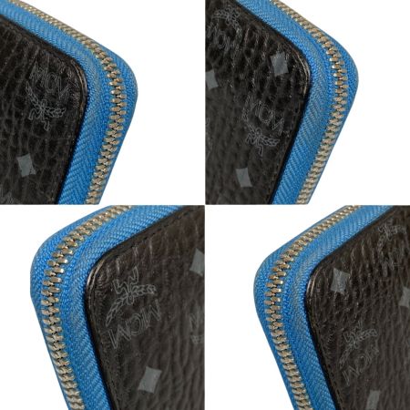  MCM エムシーエム ラウンドファスナー長財布　ロゴ MYL6AVC80 BK001 ブラック×ブルー