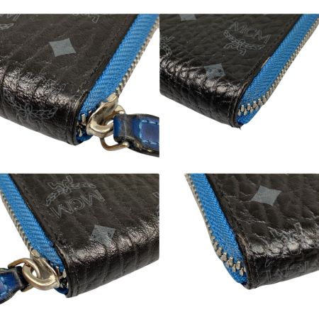  MCM エムシーエム ラウンドファスナー長財布　ロゴ MYL6AVC80 BK001 ブラック×ブルー