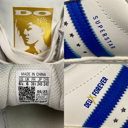   デュース × アディダス DEUX×adidas Originals SUPERSTAR 80S スニーカー 24.5cm IF6292 オフホワイト/ブルー