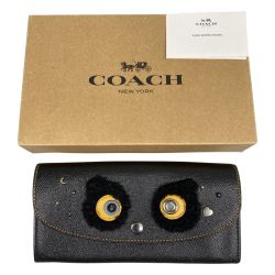 ## COACH コーチ アニマルフェイス長財布 F22724 ブラック Bランク