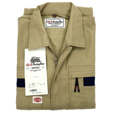  山田辰 Auto-Bi つなぎ服 1-8700 カーキ LLサイズ 長袖 ストライプ調