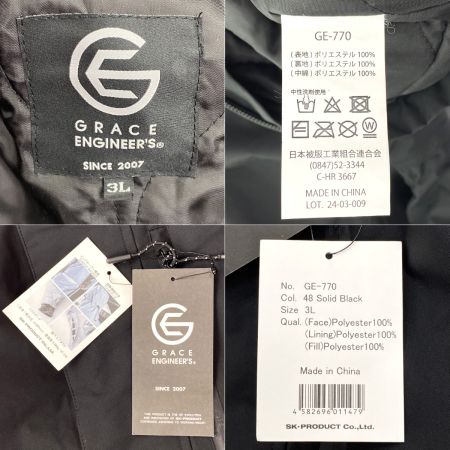  GRACE ENGINEER´S 防風防水防寒 ブリザードシェルツナギ GE-770 ソリッドブラック 3Lサイズ メンズ 