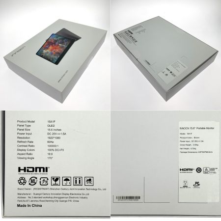  INNOCN 有機EL モバイルモニター 15A1F 15.6インチ ACアダプター/HDMIケーブル付