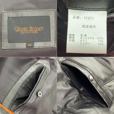  Oliver Brown オリバーブラウン レザーダウンジャケット 11271 ブラック LLサイズ メンズ