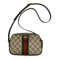 ## GUCCI グッチ スモール カメラバッグ GGスプリーム ショルダーバッグ 838480 ベージュ＆ダークブラウン Bランク