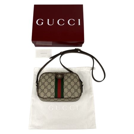  GUCCI グッチ スモール カメラバッグ GGスプリーム ショルダーバッグ 838480 ベージュ＆ダークブラウン