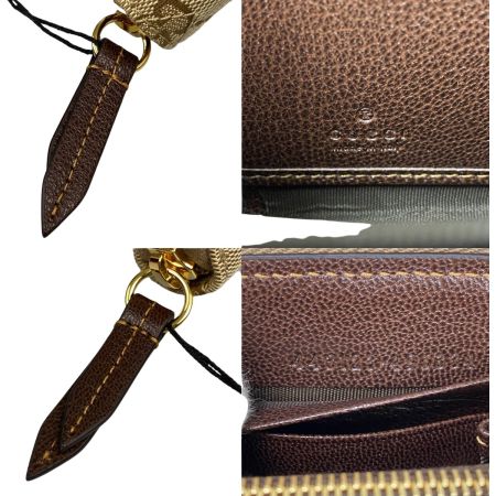  GUCCI グッチ ダブルG ジップアラウンドウォレット 長財布 サンド＆ダークブラウン GGキャンバス 443123