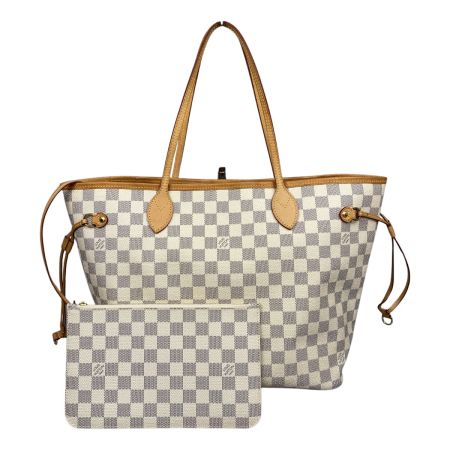  LOUIS VUITTON ルイヴィトン ダミエ・アズール ネヴァーフルMM ポーチ付 ショルダートートバッグ N40604 ローズベージュ