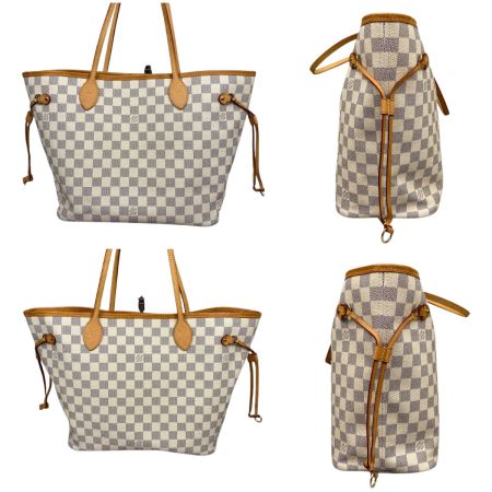  LOUIS VUITTON ルイヴィトン ダミエ・アズール ネヴァーフルMM ポーチ付 ショルダートートバッグ N40604 ローズベージュ