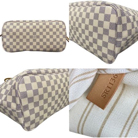  LOUIS VUITTON ルイヴィトン ダミエ・アズール ネヴァーフルMM ポーチ付 ショルダートートバッグ N40604 ローズベージュ
