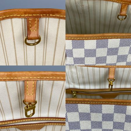  LOUIS VUITTON ルイヴィトン ダミエ・アズール ネヴァーフルMM ポーチ付 ショルダートートバッグ N40604 ローズベージュ