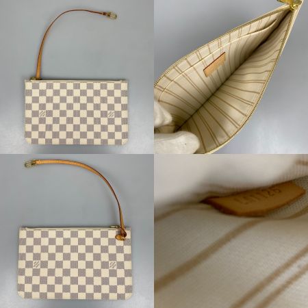  LOUIS VUITTON ルイヴィトン ダミエ・アズール ネヴァーフルMM ポーチ付 ショルダートートバッグ N40604 ローズベージュ
