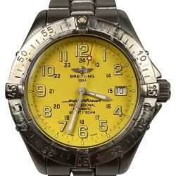 ## BREITLING ブライトリング スーパーオーシャン 腕時計 黄文字盤 自動巻き コマ付 傷や変色有 A17345 Cランク